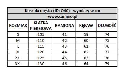 40. Koszula męska od S do 3XL