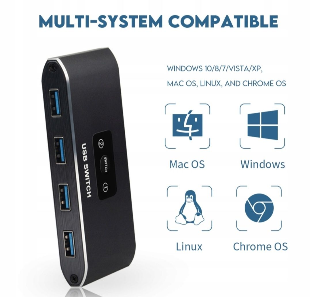 Koncentrator USB 3.0 4 porty, przełącznik USB SWITCH 3.0