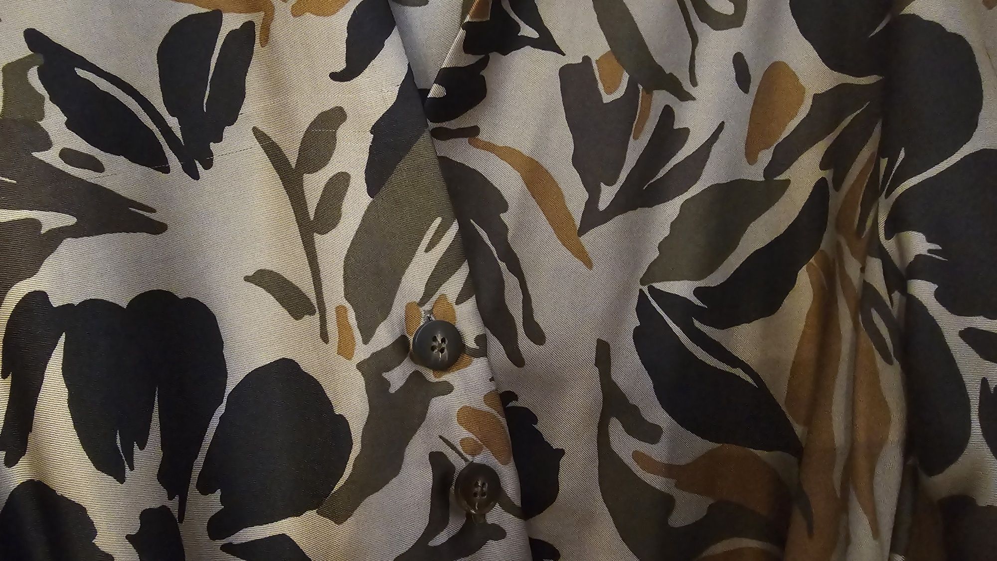 Zara sukienka zielona monstery flora M 38 Pasek midi basic