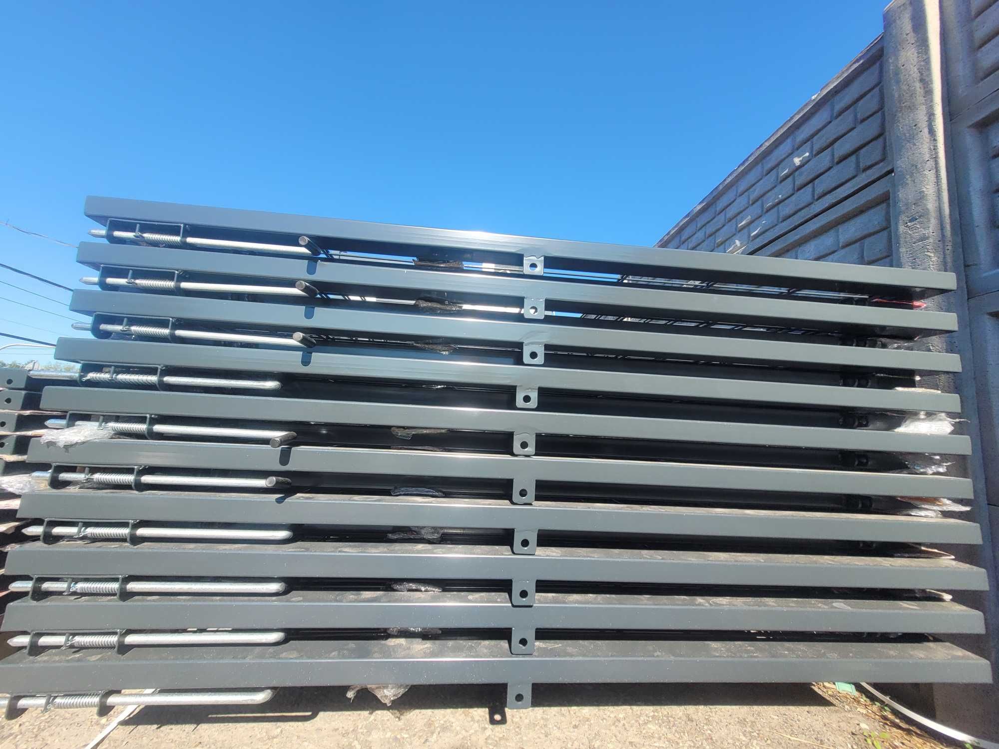 Brama panelowa 4m 170cm grafit, słupki 80x80x2mm, zawiasy regulowane