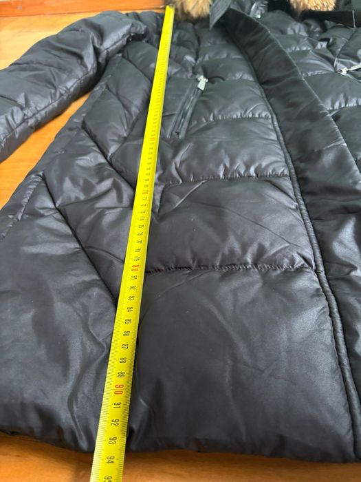 Kurtka płaszcz L/XL czarna z kapturem zima święta elegancka klasyczna