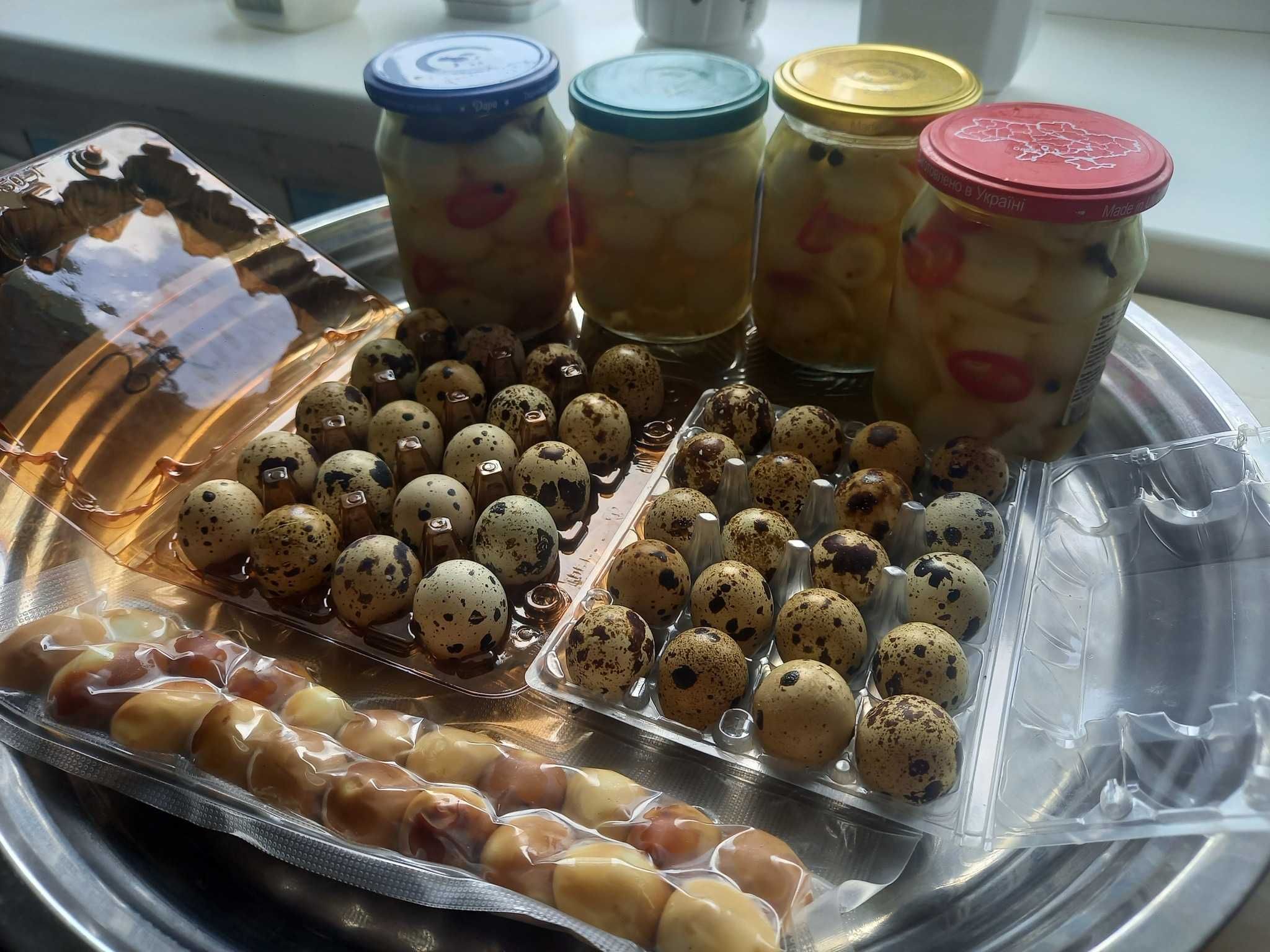 Перепілки, копчені, мариновані яйці.