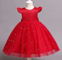 Czerwona wizytowa sukienka dla dziewczynki wesele komunia urodziny Now