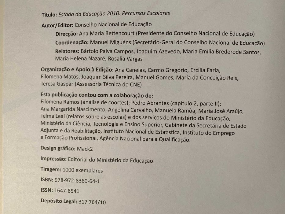 Estado da Educação 2010: Percursos Escolares