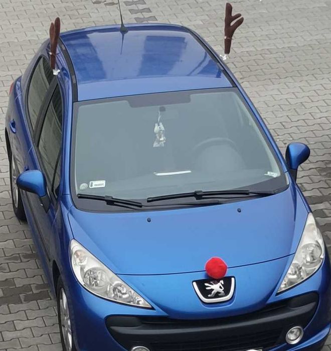 NIEZASTĄPIONA Dekoracja świąteczna na samochód – rogi renifera + nos