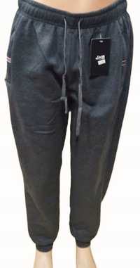 spodnie dresowe męskie ocieplane z kieszeniami bawełna 5/6xl grafit