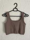 Crop top prążek fbsister XS ciemny beż.