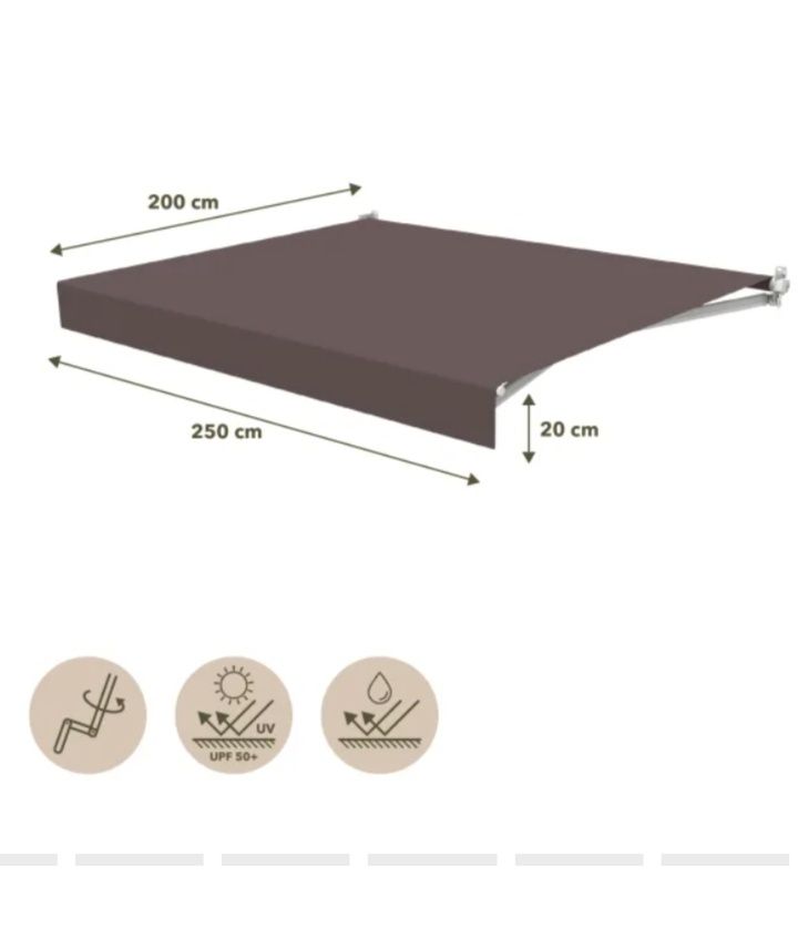 Toldo manual castanho Novo