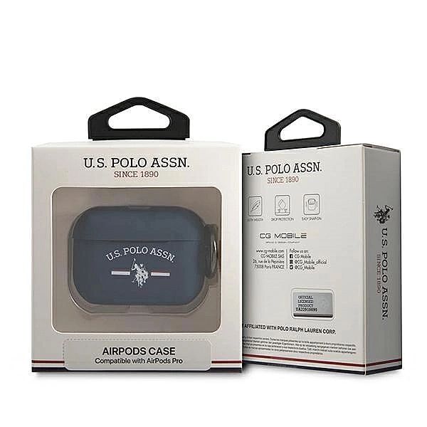 Etui U.S. Polo Assn. Silicone Collection na AirPods Pro - granatowe