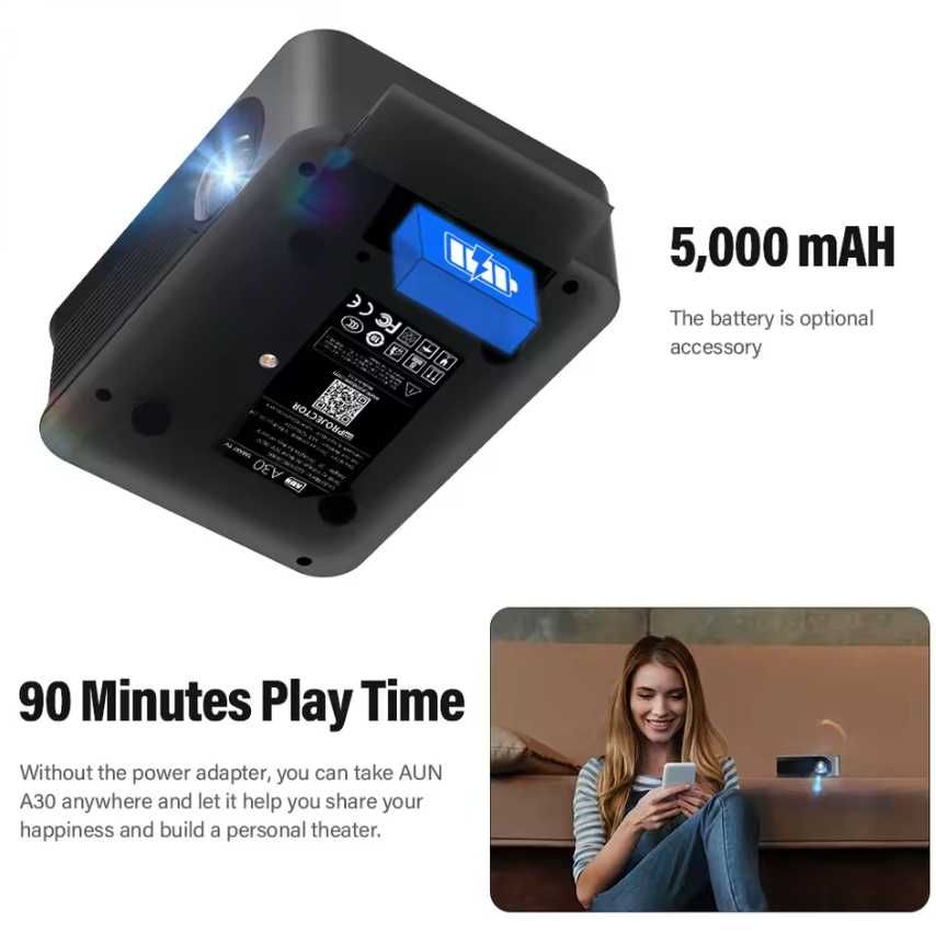 МІНІ-проектор AUN A30C Pro Smart TV Box Домашній кінотеатр