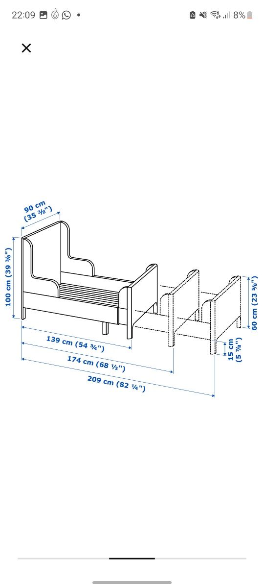 Łóżko ikea Busunge białe