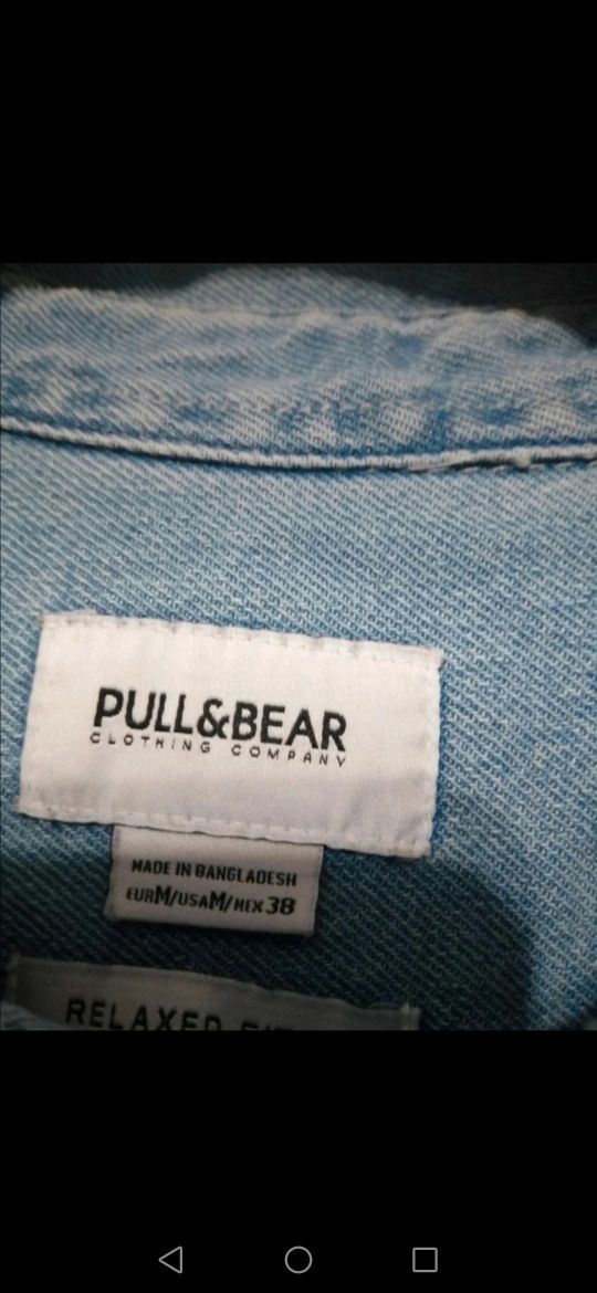Koszula jeansowa na guziki, niebieska, Pull&Bear