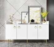 Biała duża komoda czterodrzwiowa Daring 140 x 40 x 75 cm Hanah Home