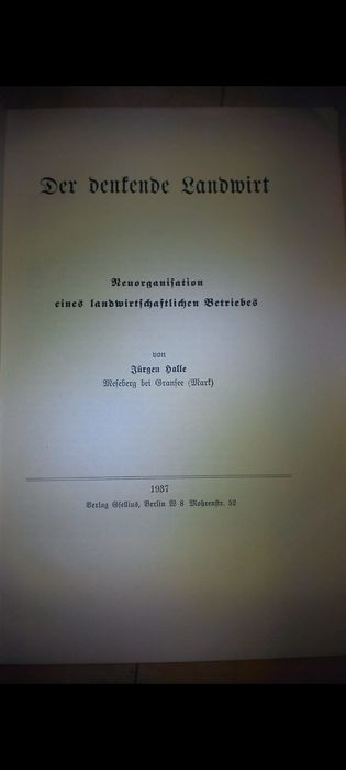 Międzywojenna książka - Myślacy Rolnik - III Rzesza NSDAP Unikat!!!