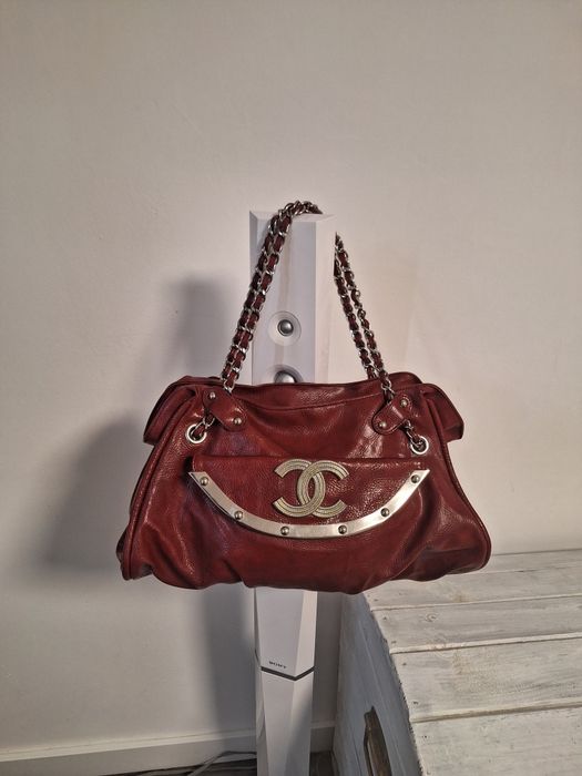 Bordowa torebka chanel skórzana vintage