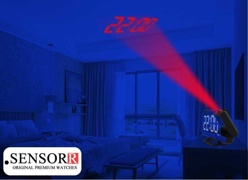 Zegar Elektroniczny LED Budzik Cyfrowy Z PROJEKTOREM Laserowym LUSTRO