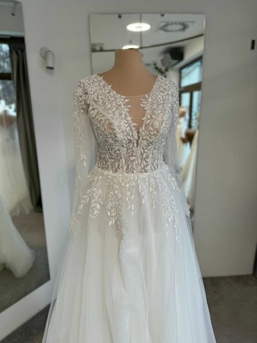 Przepiękna kobieca suknia ślubna Beata roz. 42 ivory, śmietankowa