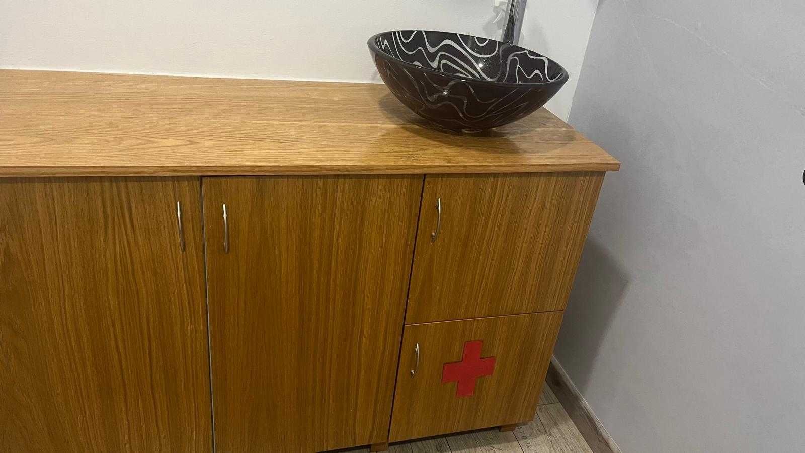 Móvel wc madeira maciça com lavatório em vidro (muito pouco uso)