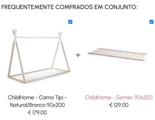 Duas camas Tipi Montessori 90×200 Natural/Branco