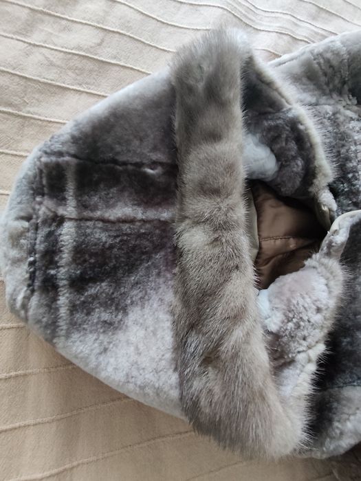Шуба мутон, овчина полированная, цегейка