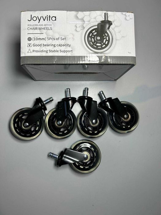 Zestaw 5 kółek do krzeseł biurowych Joyvita 10x22 mm ciche obrotowe