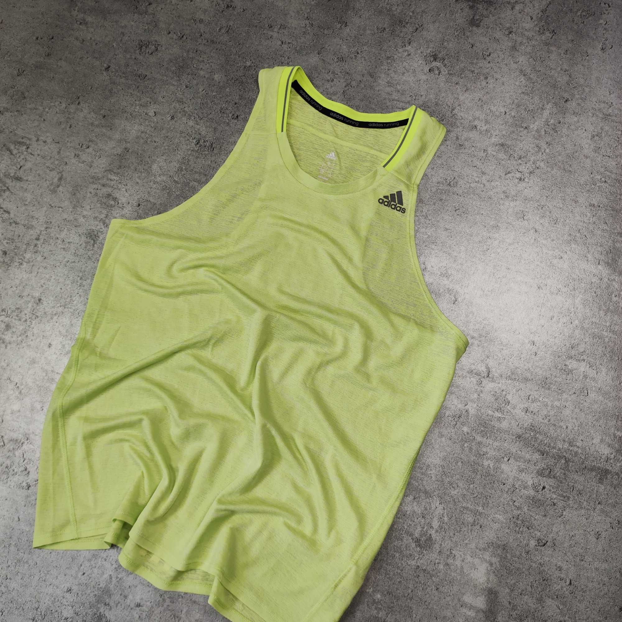 MĘSKA Koszulka Sportowa bez Rękawów Neon Adidas Running ClimaCool