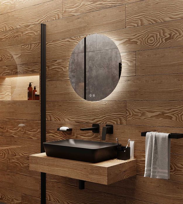 Lustro okrągłe podświetlane LED pokojowe łazienkowe Produkt PL 70cm