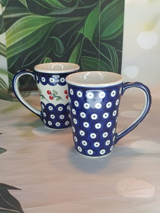 *Kubek ceramiczny Bolesławiec smukły Delta 0.3L.zestaw  Bolesławiec