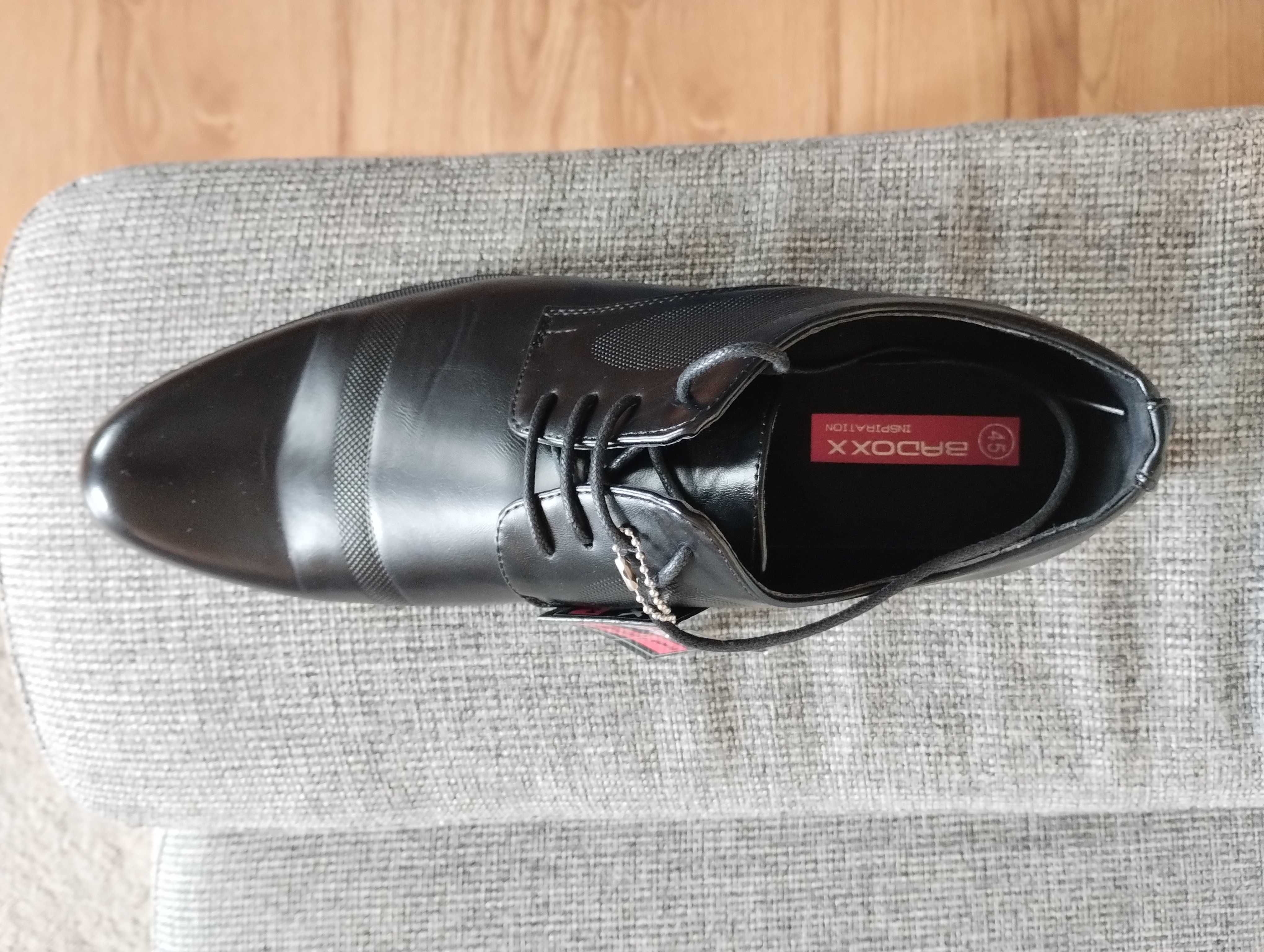 Buty wizytowe męskie elegancie wygodne półbuty rozmiar 45 czarny