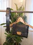 MK Michael Kors cece extra small XS woven leather crossbody black gold