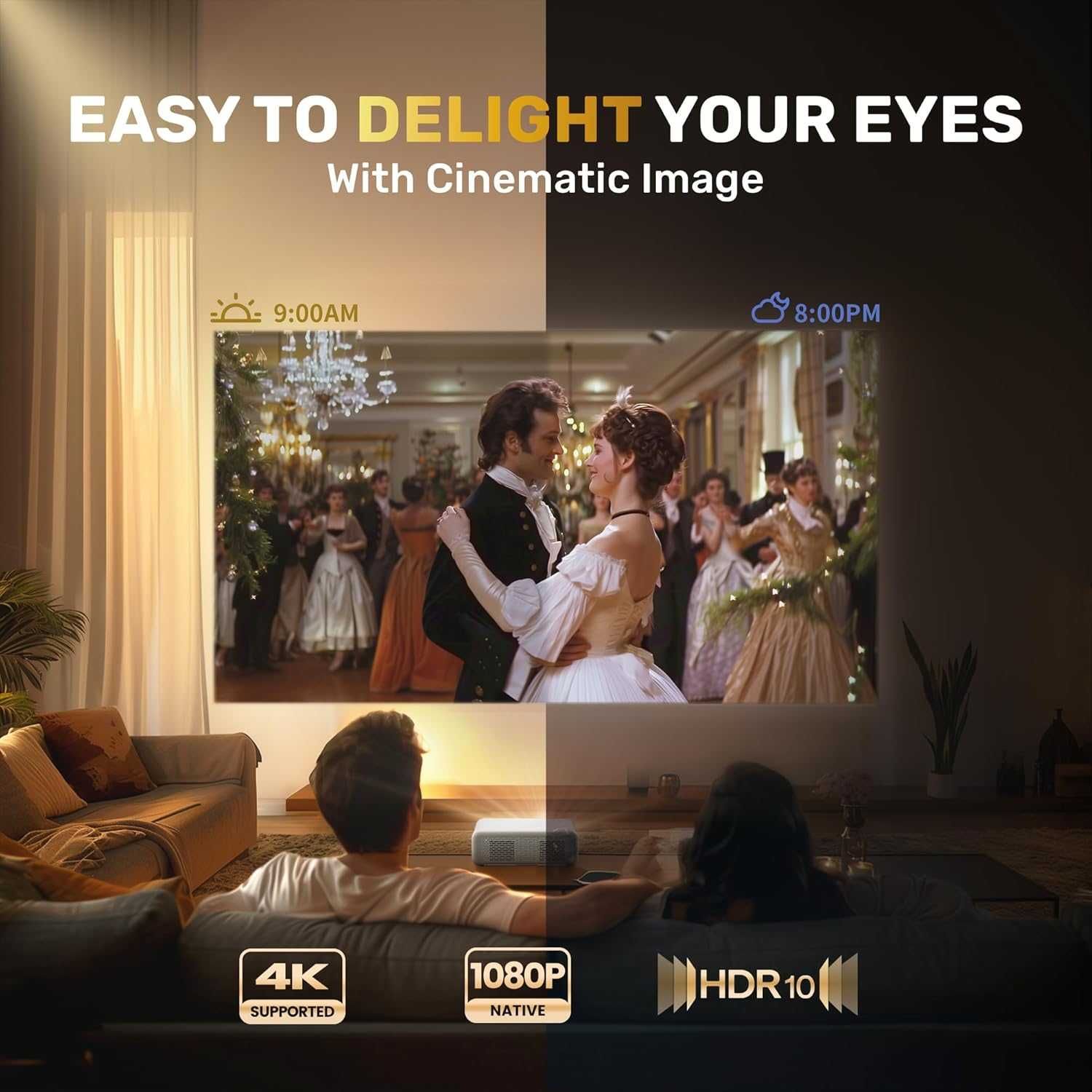 Inteligentny Projektor 4k Autofokus Wifi Bluetoth Smart TV DoIby Audio