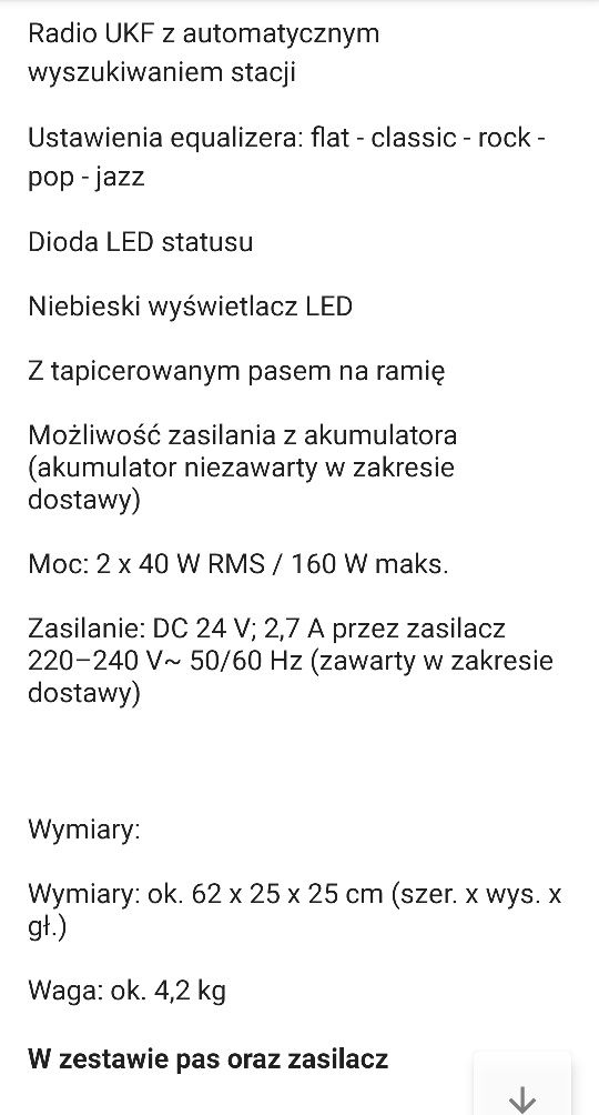 Głośnik boombox wieża wzmacniacz radio Auna AUX USB Bluetooth