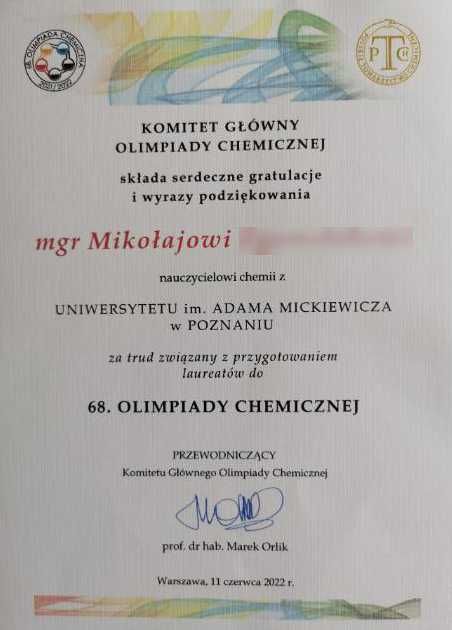 Indywidualne korepetycje z chemii, Olimpiada Chemiczna, Konkurs Chemia