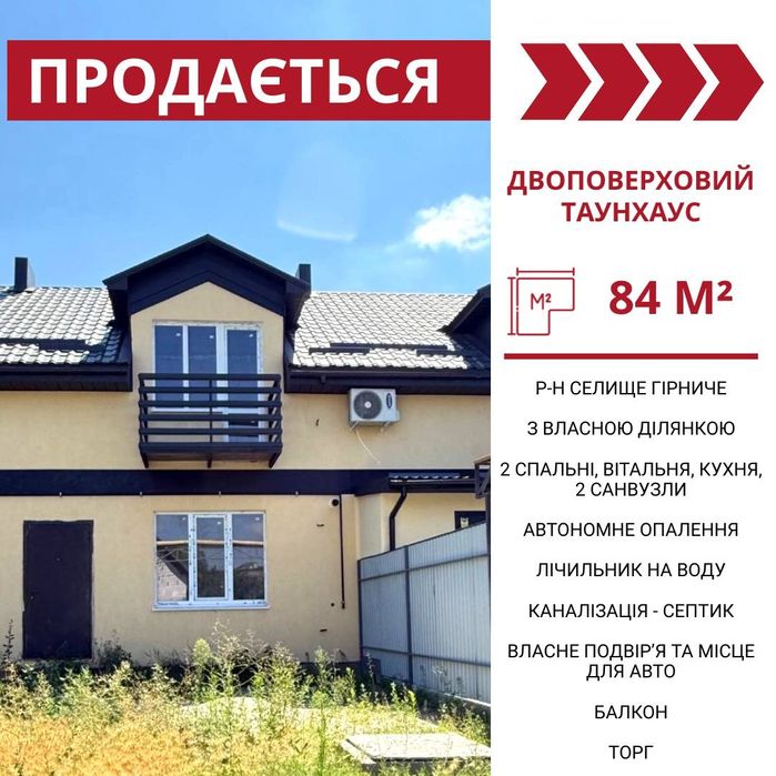 Продається двоповерховий таунхаус в Кропивницькому, р-н  Гірниче