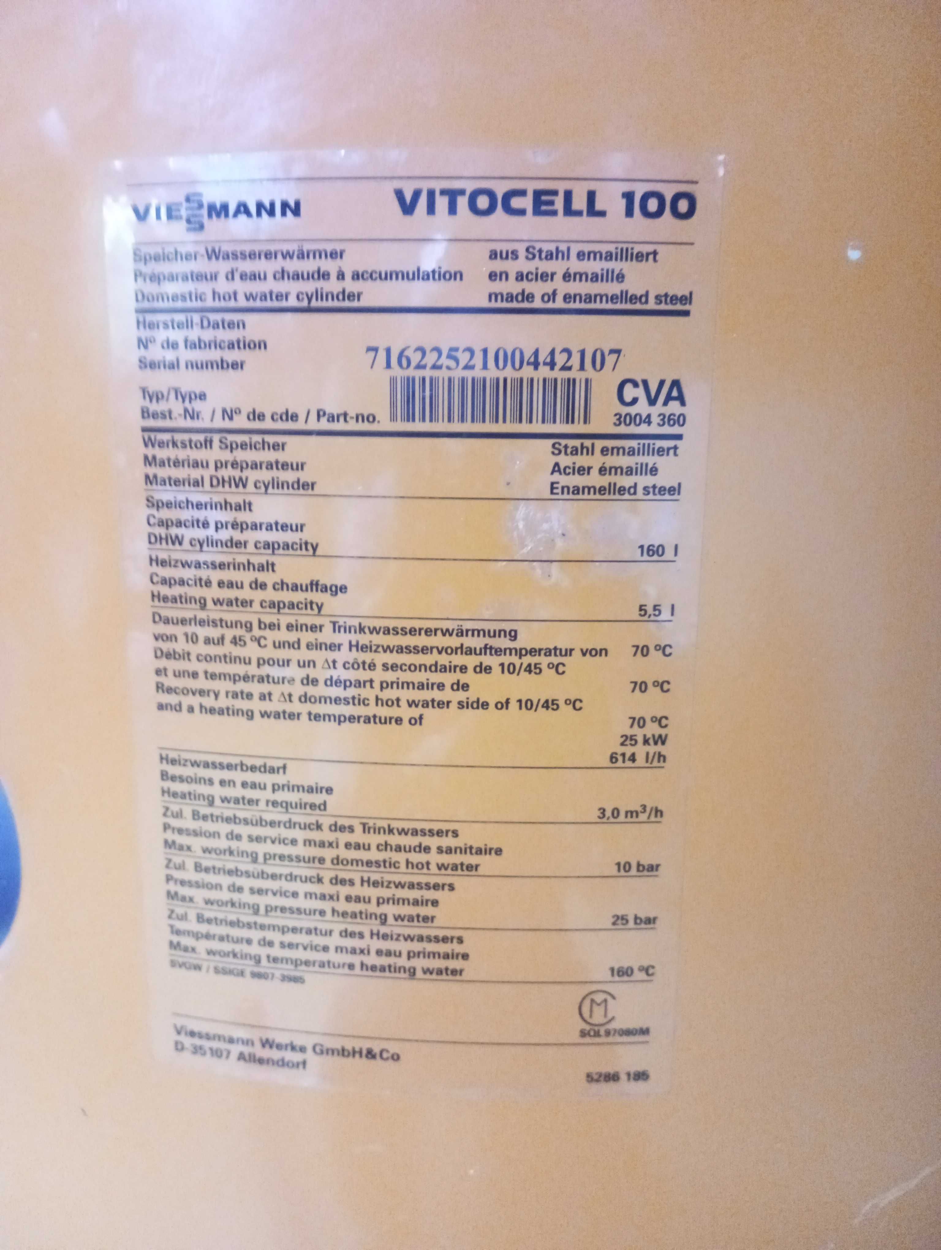 Sprzedam boiler Viessmann Vitocell 100 – 160 litrów