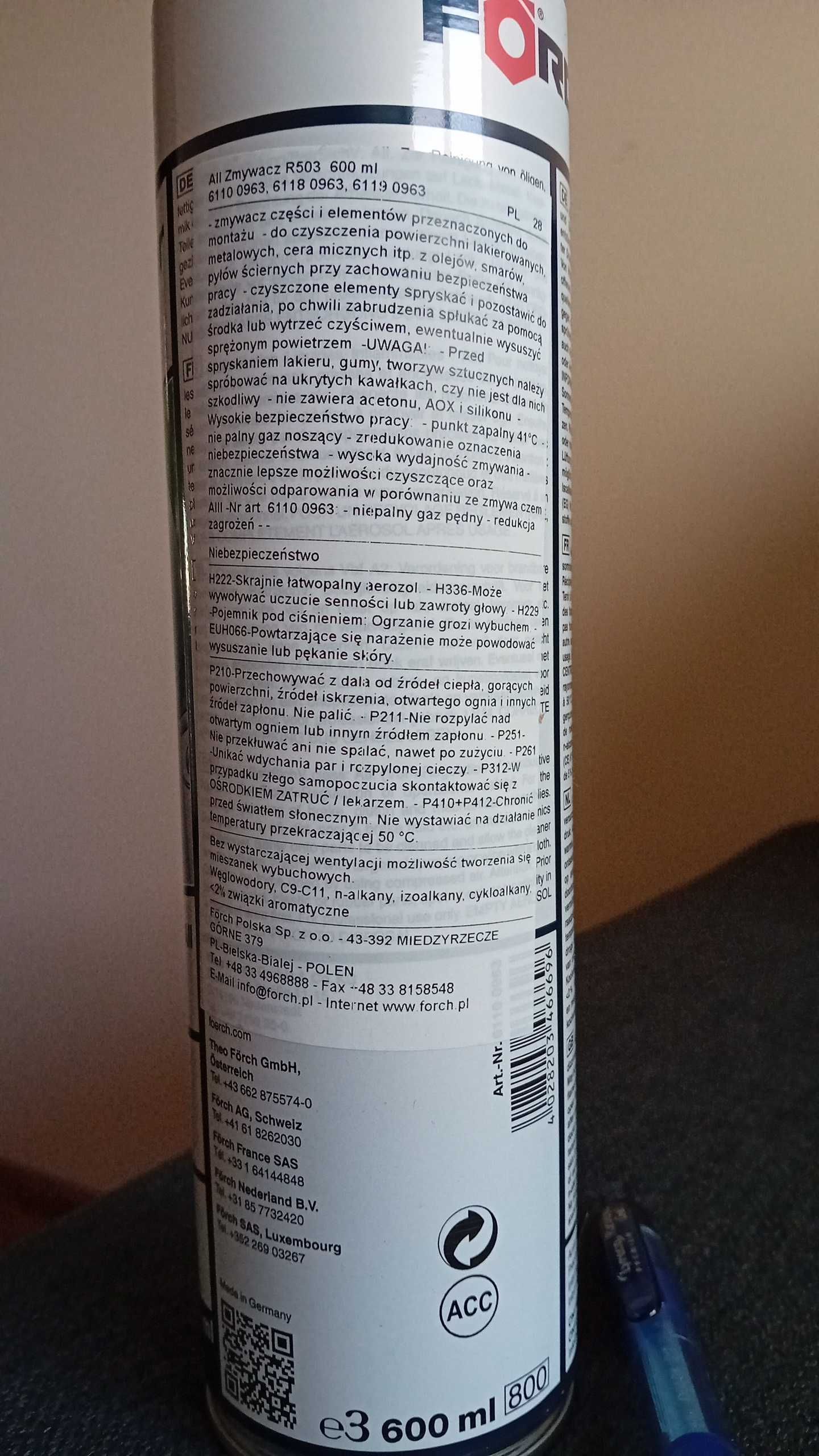 Forch R503- zmywacz do części i elementów przeznaczonych do montażu