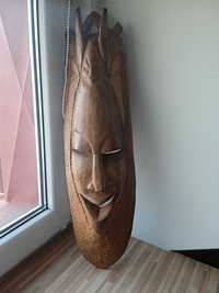 Ręcznie rzeźbiona w drewnie wisząca maska ozdoba na ścianę