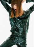 Zara lux cekiny  bluzka m zielona