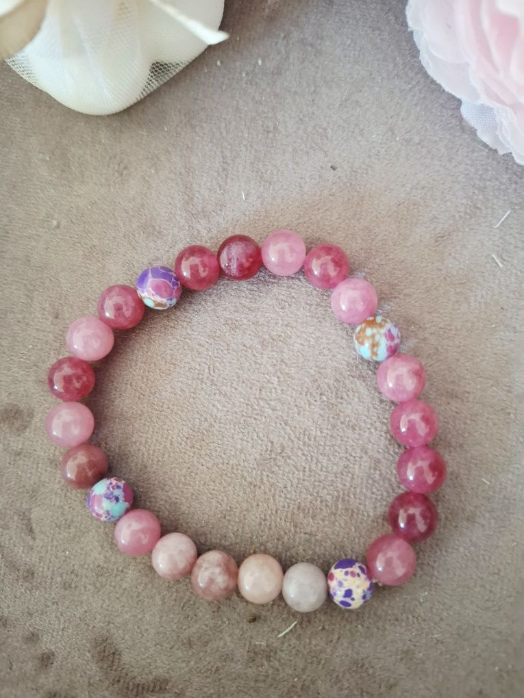 Bransoletka handmade z naturalnych kamieni jaspis cesarski kwarc trusk