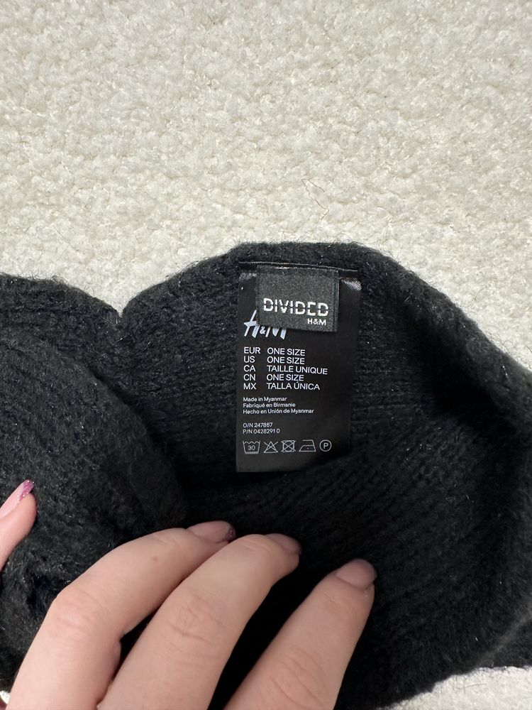 Czarna materiałowa opaska na głowę H&M