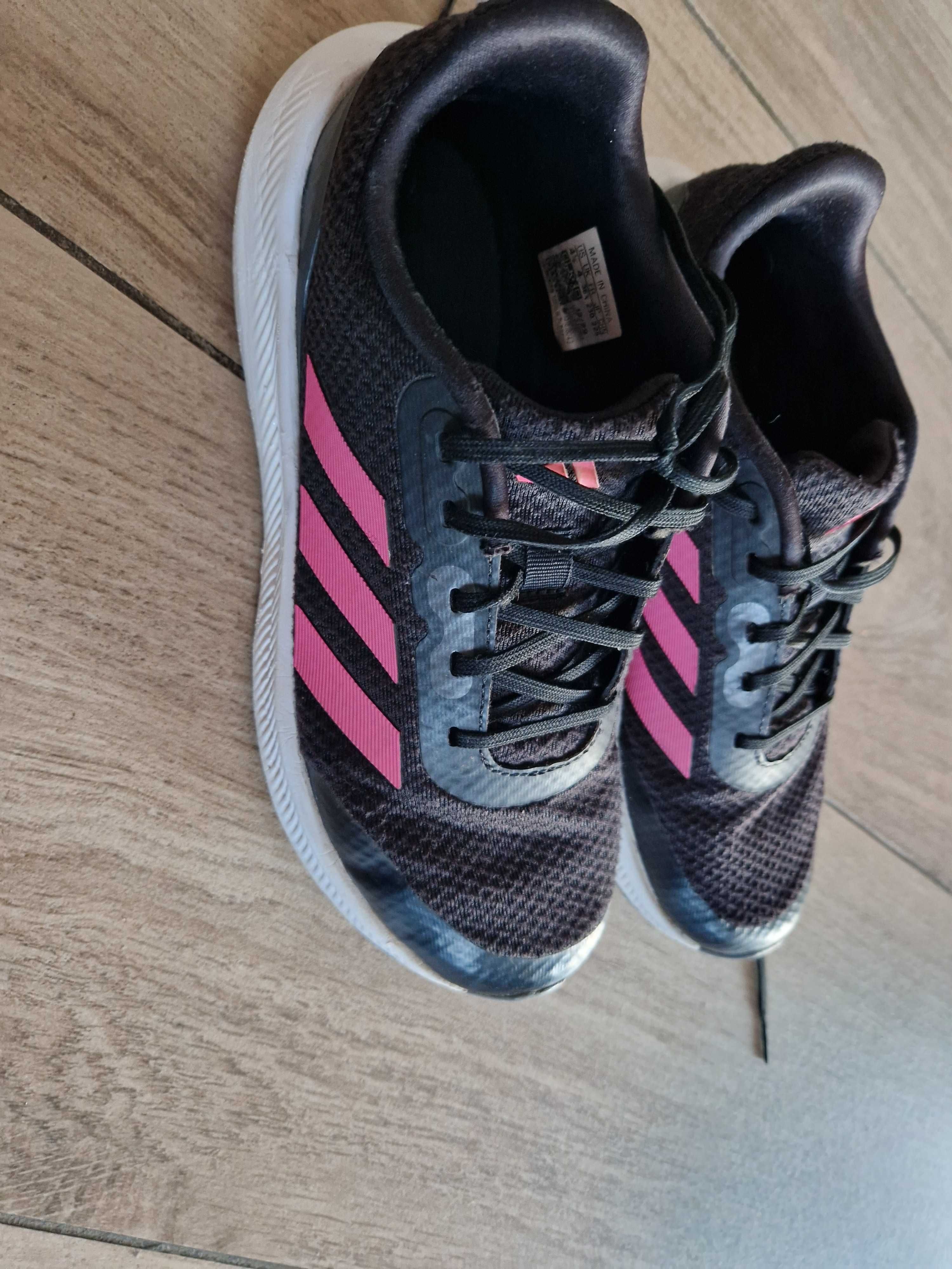 buty adidas, rozm.36 2/3, czarno-różowe, buty sportowe