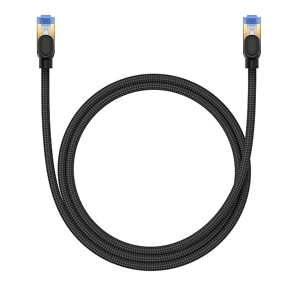 Baseus szybki kabel internetowy RJ45 cat.7/10Gbps 1m pleciony czarny