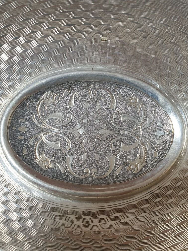 Magnifica antiga taça/ centro de mesa francês com banho em prata