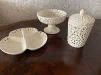 Ceramika GOLIAT- bialy, koronkowy zestaw  stolowy