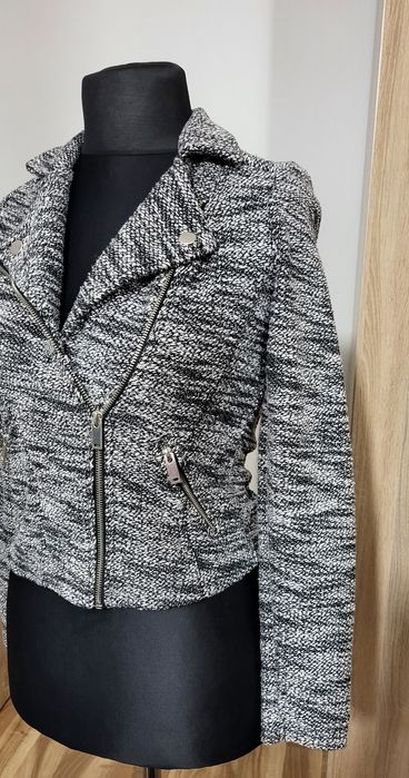 Krótka marynarka, ramoneska, ala dzianinowa, melanż, pimkie, 36