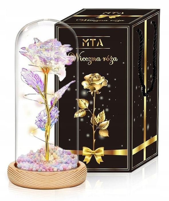 Srebrny Naszyjnik Serce Otwierane Puzderko 925 + Róża Wieczna Led Prez