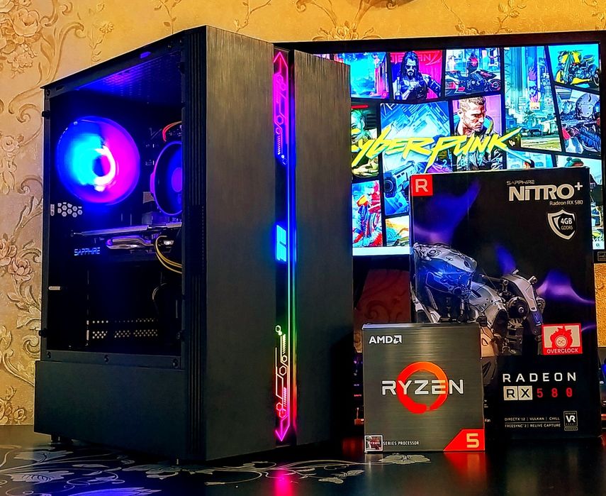 ПК RX580+ Ryzen 5+ 16Gb DDR4 AM4 игровой компьютер