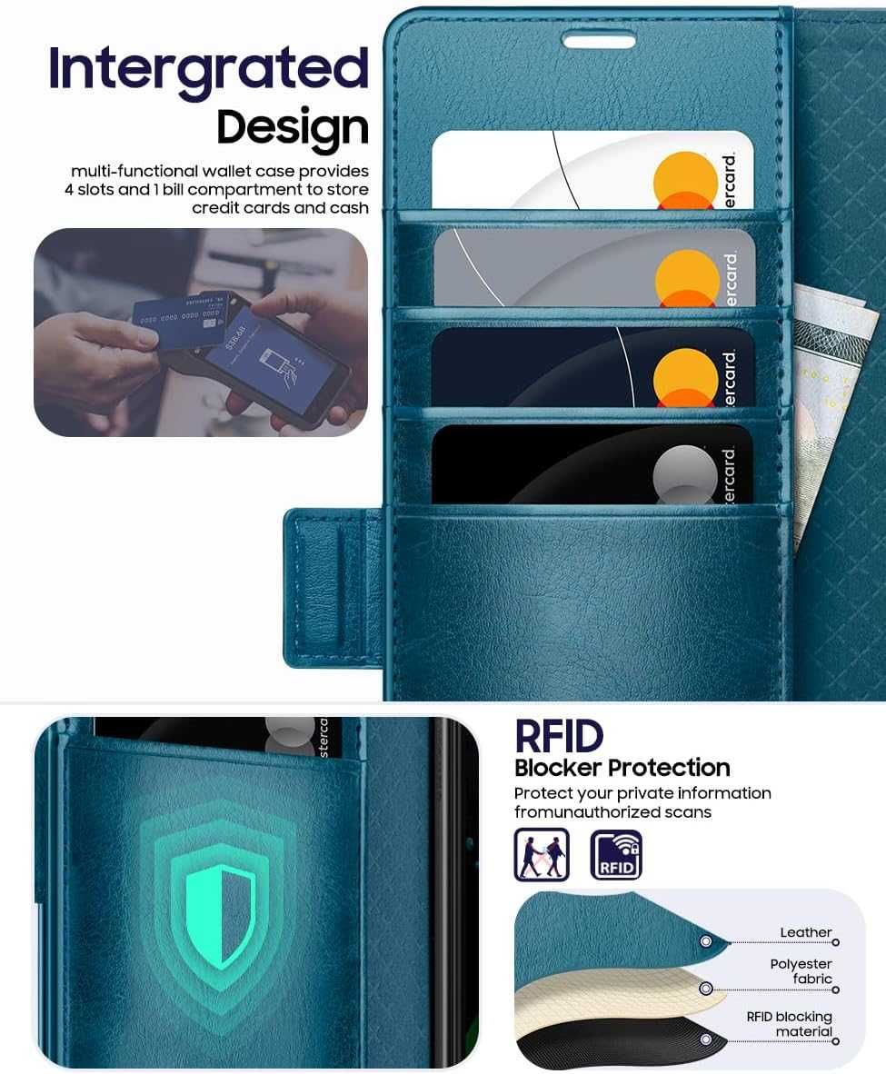 OCASE etui skórzane do Samsung Galaxy Z Fold 6  pawi niebieski szkło