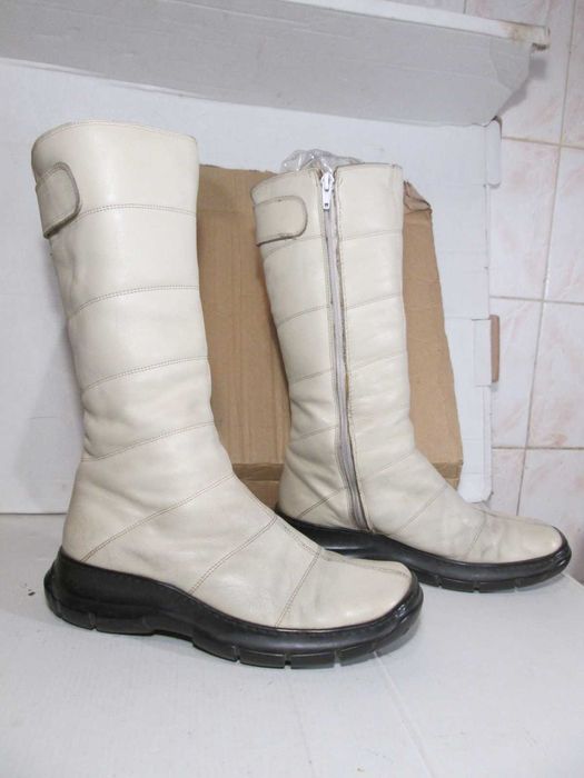 Сапоги женские зимние кожа белые 39 размер Италия MIRA