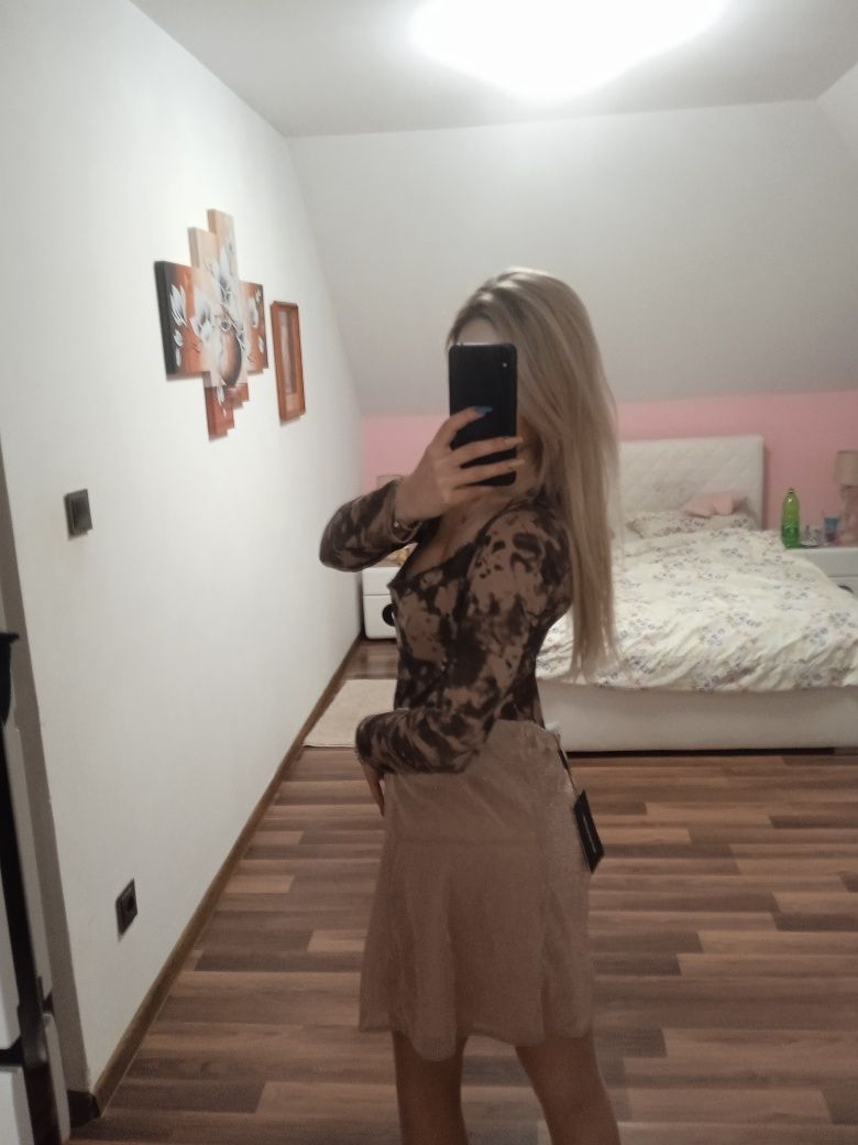 Spódnica błyszcząca różowa złota mini sexy nowa sylwester M L hit